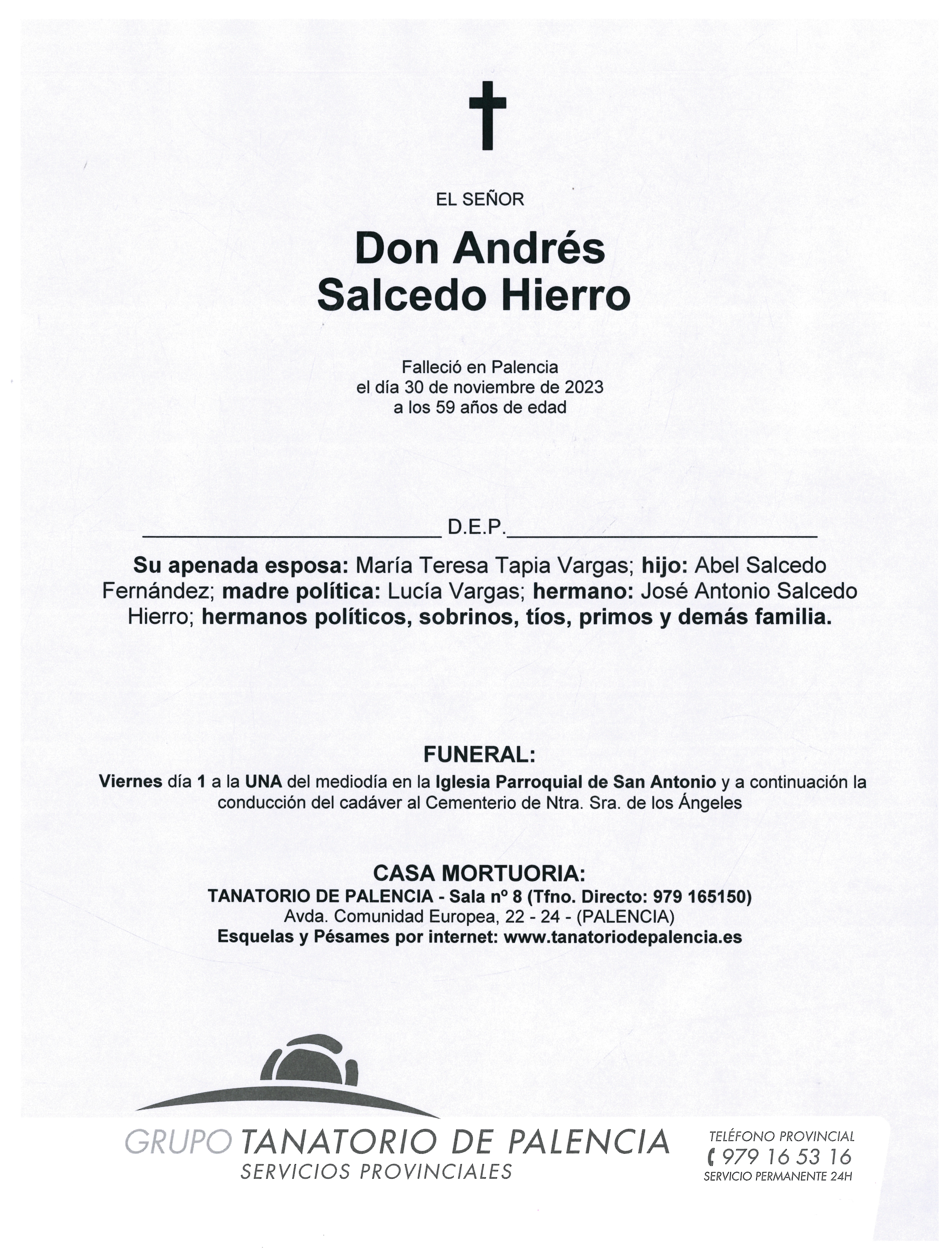 EL SEÑOR DON ANDRÉS SALCEDO HIERRO